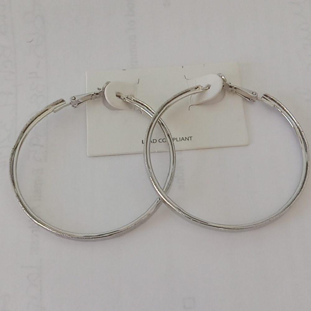 Silvertone 2.25" Hoop Earrings